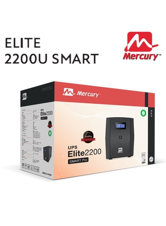 Mercury Elite 2200 Smart UPS, 2200VA/1320W, Offline, LCD Display, USB Port, 4 Universal Sockets - Image 2